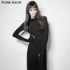PT-108 Personality Sharp High Collar Long Sleeves Women Skinny Punk Shirts?-??Punk Rave Clothing