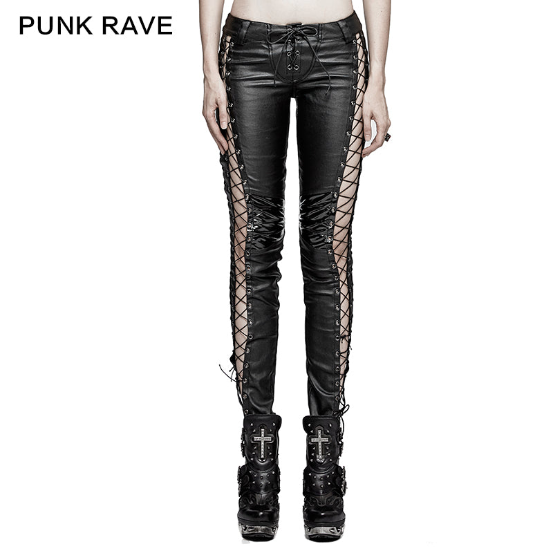K-274 New Unique Design Vertical Striped Binding Side Punk Pants?-??Punk Rave Clothing