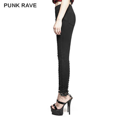 K-276 Super Slim Split Metal Buckle Decoration Split Tights Punk Pants?-??Punk Rave Clothing
