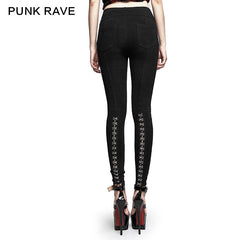 K-276 Super Slim Split Metal Buckle Decoration Split Tights Punk Pants?-??Punk Rave Clothing