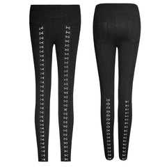 K-276 Super Slim Split Metal Buckle Decoration Split Tights Punk Pants?-??Punk Rave Clothing