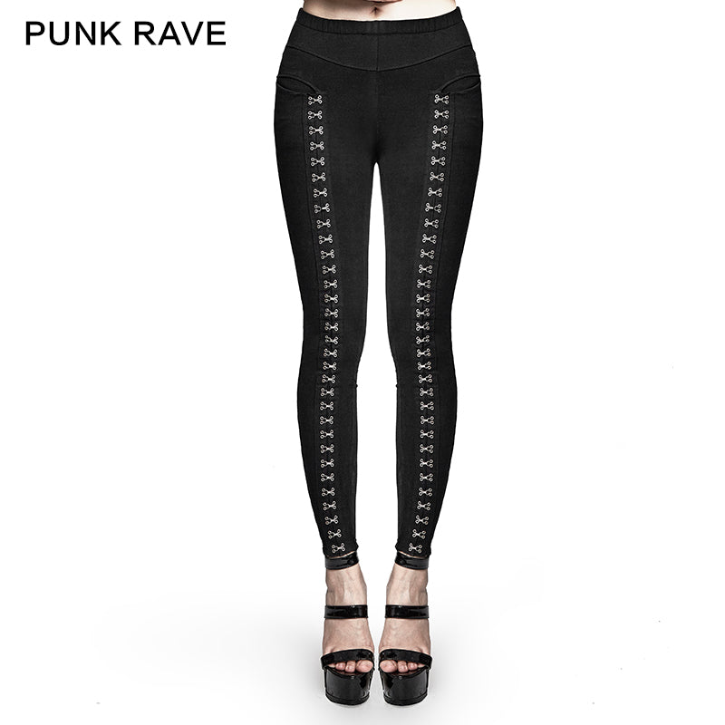 K-276 Super Slim Split Metal Buckle Decoration Split Tights Punk Pants?-??Punk Rave Clothing