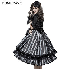 LQ-078 New Design black Butterfly Stripe Lovely Canvas Lolita Style Gothic Skirt?-??Punk Rave Clothing