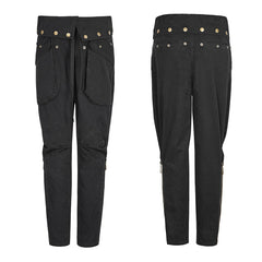 PK-090 Solid Long Length Elastic Waist Punk Pants With Zipper Dressed?-??Punk Rave Clothing