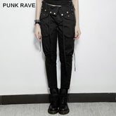 PK-090 Solid Long Length Elastic Waist Punk Pants With Zipper Dressed?-??Punk Rave Clothing