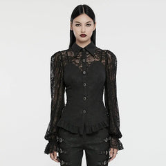 Wholesale Exquisite Dark Balloon Sleeve WY-1580CCF Gothic Lace Shirt?-??Punk Rave Clothing