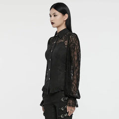 Wholesale Exquisite Dark Balloon Sleeve WY-1580CCF Gothic Lace Shirt?-??Punk Rave Clothing