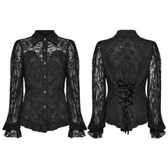 Wholesale Exquisite Dark Balloon Sleeve WY-1580CCF Gothic Lace Shirt?-??Punk Rave Clothing