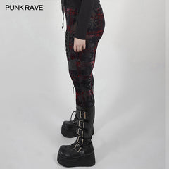 DK-454XCF Dark silhouette vase velvet Leggings?-??Punk Rave Clothing