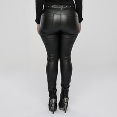 DK-506NCF Punk Pants High-Waisted Leather Look Chain Detail Leggings
