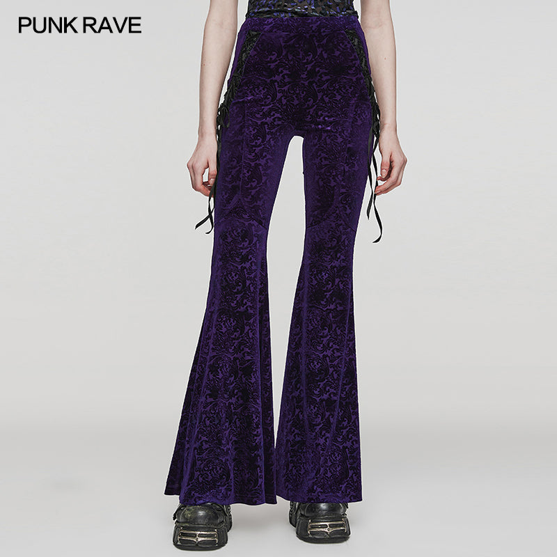 DK-567XCF Goth Dark Texture Jacquard Flare Pants?-??Punk Rave Clothing