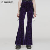 DK-567XCF Goth Dark Texture Jacquard Flare Pants?-??Punk Rave Clothing