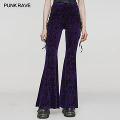 DK-567XCF Goth Dark Texture Jacquard Flare Pants?-??Punk Rave Clothing