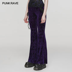 DK-567XCF Goth Dark Texture Jacquard Flare Pants?-??Punk Rave Clothing
