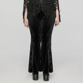 DK-640XCF Velvet Flared Gothic Pants With Embroidered Side Panels?-??Punk Rave Clothing