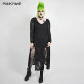 DQ-510LQF Dark snake scale black flower dress?-??Punk Rave Clothing