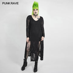 DQ-510LQF Dark snake scale black flower dress?-??Punk Rave Clothing