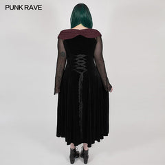 DQ-511LQF black feather horizontal neck dress?-??Punk Rave Clothing