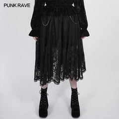 DQ-512BQF Dark night Gothic Lace Skirt?-??Punk Rave Clothing