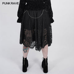 DQ-512BQF Dark night Gothic Lace Skirt?-??Punk Rave Clothing