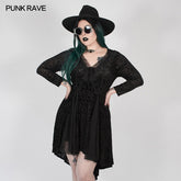 DQ-517LQF Gothic abyss burnt flower dress?-??Punk Rave Clothing