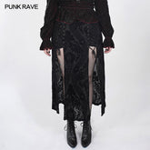 DQ-530BQF Swallow tail velvet slit skirt?-??Punk Rave Clothing