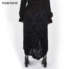DQ-530BQF Swallow tail velvet slit skirt?-??Punk Rave Clothing