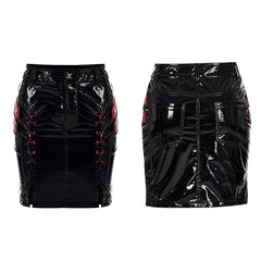 DQ-578BQF Punk sexy PU skirt?-??Punk Rave Clothing