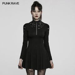 DQ-581LQF Goth long sleeve daily wear dress?-??Punk Rave Clothing