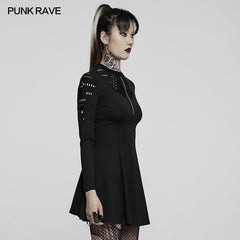 DQ-581LQF Goth long sleeve daily wear dress?-??Punk Rave Clothing
