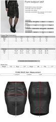 DQ-591BQF Leather Zip Front Punk Skirt with Strap Details Edgy Zipper Leather Punk Skirt with Rivet Detail