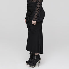 DQ-635BQF Gothic Skirt Maxi Ruched Black Mystic Eveningwear