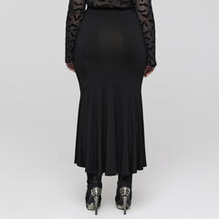 DQ-635BQF Gothic Skirt Maxi Ruched Black Mystic Eveningwear