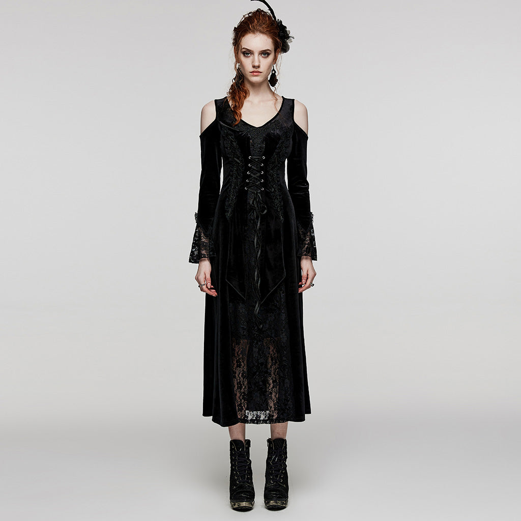 DQ-664LQF Goth sexy lace dress?-??Punk Rave Clothing