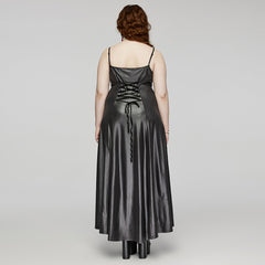 DQ-683LQF Gothic Braided Leather Corset Dress with Lace Panels?-??Punk Rave Clothing