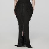 DQ-702BQF Elegant High-Waist Gothic Skirt with Lace and Corset Detailing?-??Punk Rave Clothing