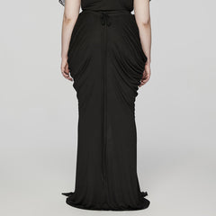 DQ-702BQF Elegant High-Waist Gothic Skirt with Lace and Corset Detailing?-??Punk Rave Clothing