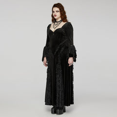 DQ-722LQF Elegant Black Gothic Lace Long-Sleeve Dress?-??Punk Rave Clothing