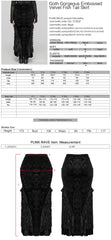 DQ-727BQF Gothic Lace Embossed Velvet Fishtail Skirt With Ruffles?-??Punk Rave Clothing