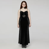 DQ-731LQF Elegant Lace Gothic Dress with Heart Detail Black Velvet?-??Punk Rave Clothing
