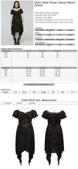 DQ-735LQF Gothic Velvet Rose Asymmetrical Lace-Up Dress?-??Punk Rave Clothing