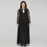 DQ-738LQF Elegant Gothic Lace Long Dress with Sheer Sleeves?-??Punk Rave Clothing