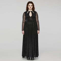 DQ-738LQF Elegant Gothic Lace Long Dress with Sheer Sleeves?-??Punk Rave Clothing