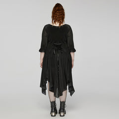 DQ-749LQF Elegant Gothic Dress with Irregular Hemline and Cutout Shoulders?-??Punk Rave Clothing