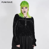 DT-675TCF Punk horizontal collar T-shirt?-??Punk Rave Clothing