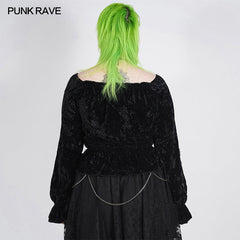 DT-675TCF Punk horizontal collar T-shirt?-??Punk Rave Clothing