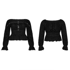 DT-675TCF Punk horizontal collar T-shirt?-??Punk Rave Clothing