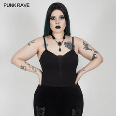 DT-679BXF Sexy gothic velvet flower camisole?-??Punk Rave Clothing