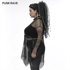 DT-728TCF Goth plus size womens loose mesh T-Shirt?-??Punk Rave Clothing