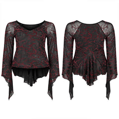 DT-731TCF Daily goth v-neck mesh T-shirt?-??Punk Rave Clothing